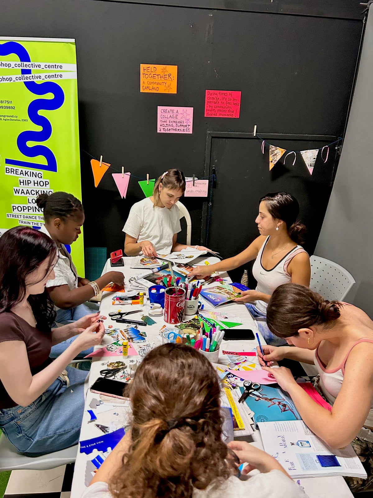 Participants crafting together at a shared table